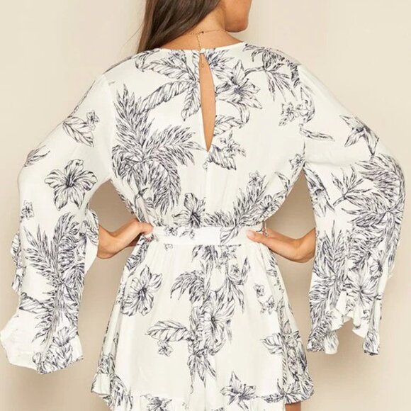 Dress Forum Floral Ruffle Tie-Up Romper s - Picture 12 of 14